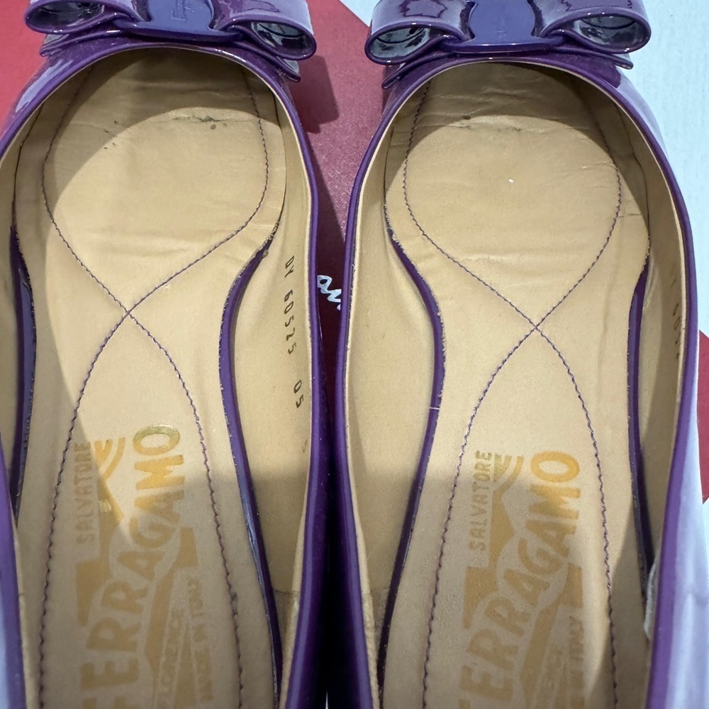 Authentic Salvatore Ferragamo Vara Bow Ballet Flats Purple - Good Condition - Picture 2 of 5